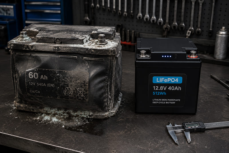 сравнение старого и нового аккумулятора